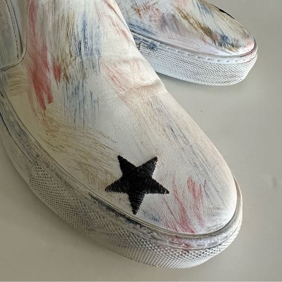 The Editor White/Multi Color Paint Brush Strokes Slip On Sneaker. Sz 8 (Eur 38) - Picture 6 of 10